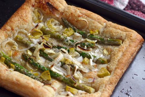 Dilled Asparagus, Leek and Parmesan Tart