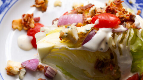 wedge salad dressing without blue cheese Classic Wedge Salad with Super Easy Blue Cheese Dressing (No Mayo!)