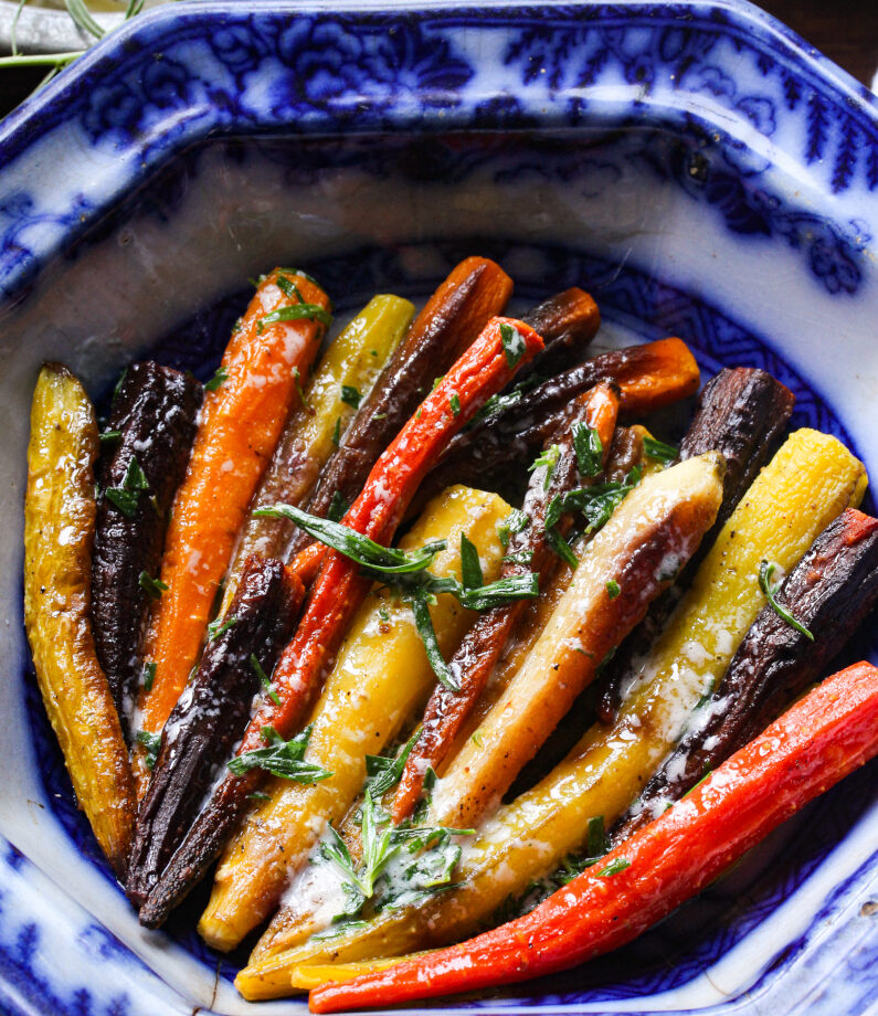 Rainbow carrots with tarragon butter