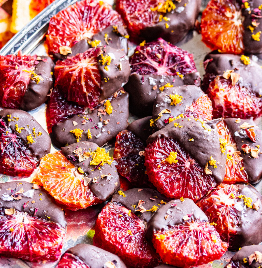 Chocolate covered blood oranges