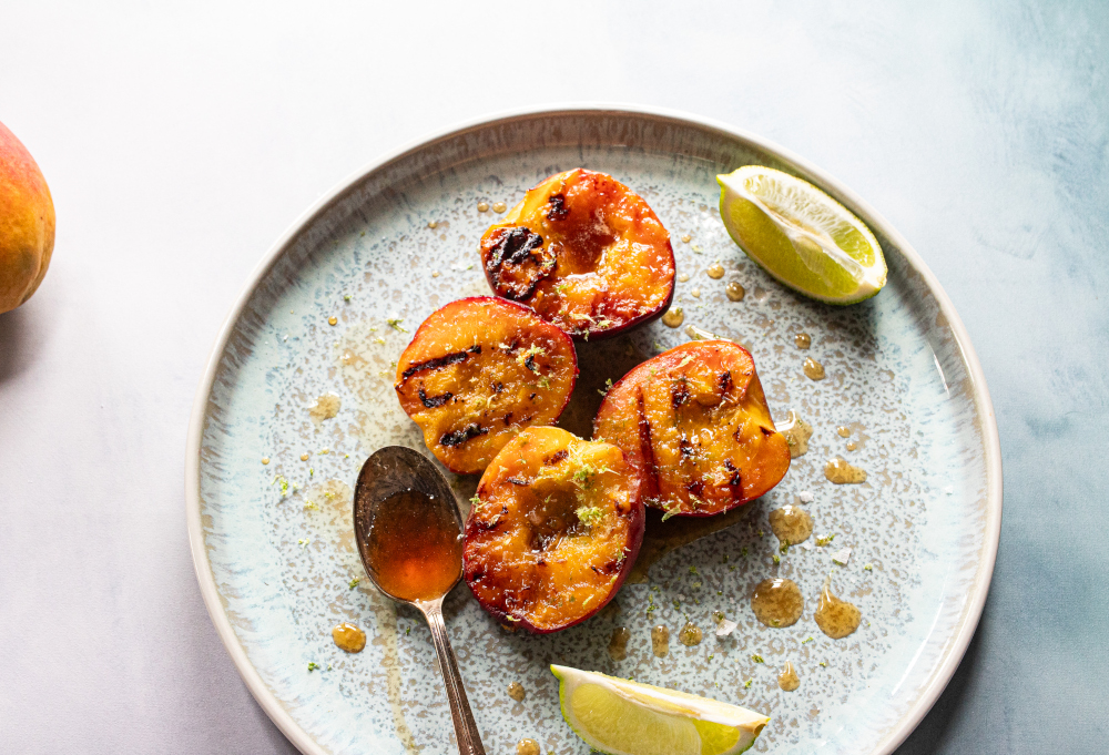 Grilled maple lime peaches