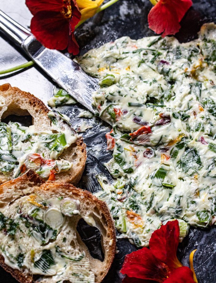 Nasturtium butter on bread